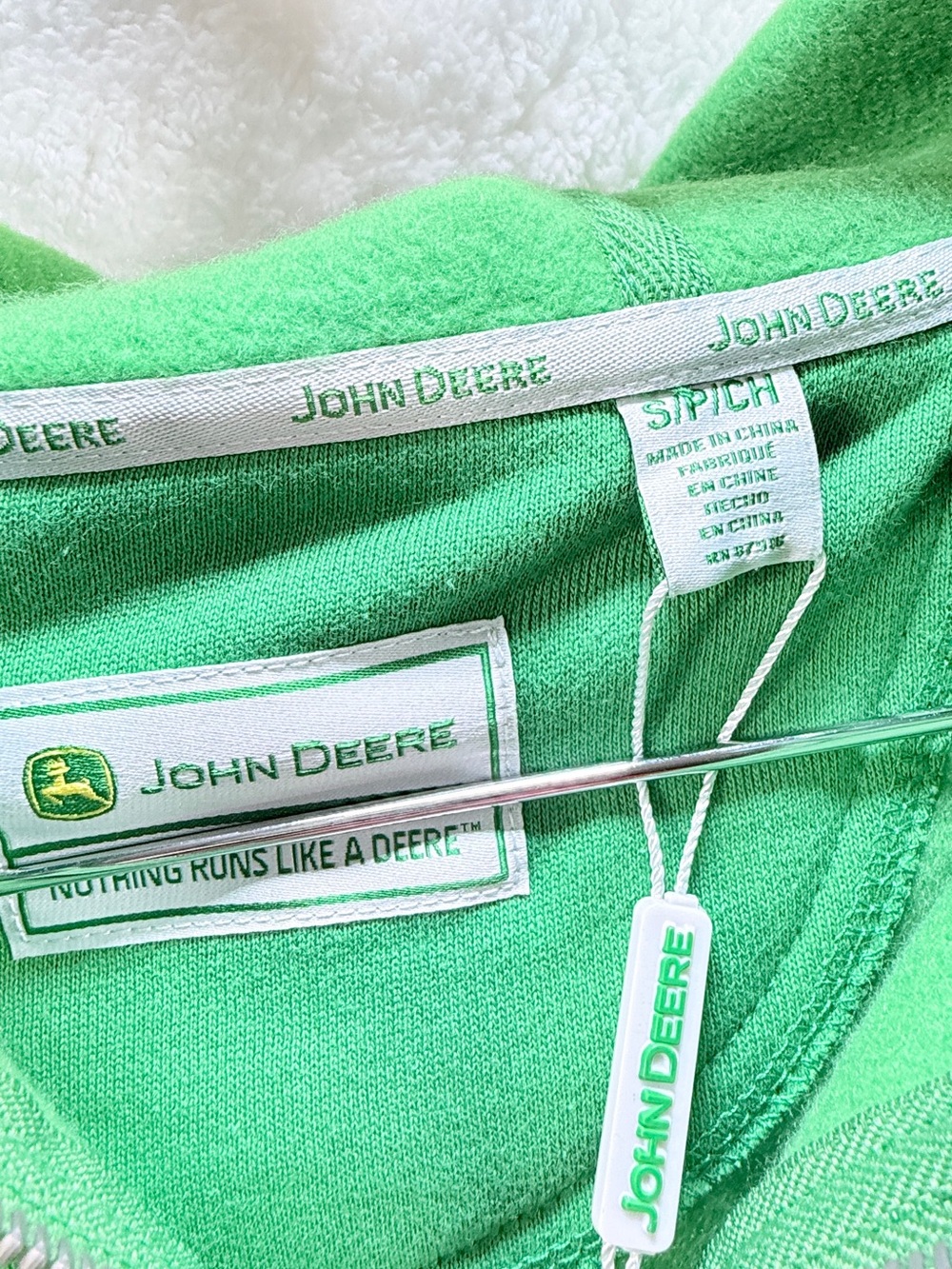John Deere Green Full Zip Hoodie Sweatshirt Size Small NWT quarter zip - Picture 5 of 8